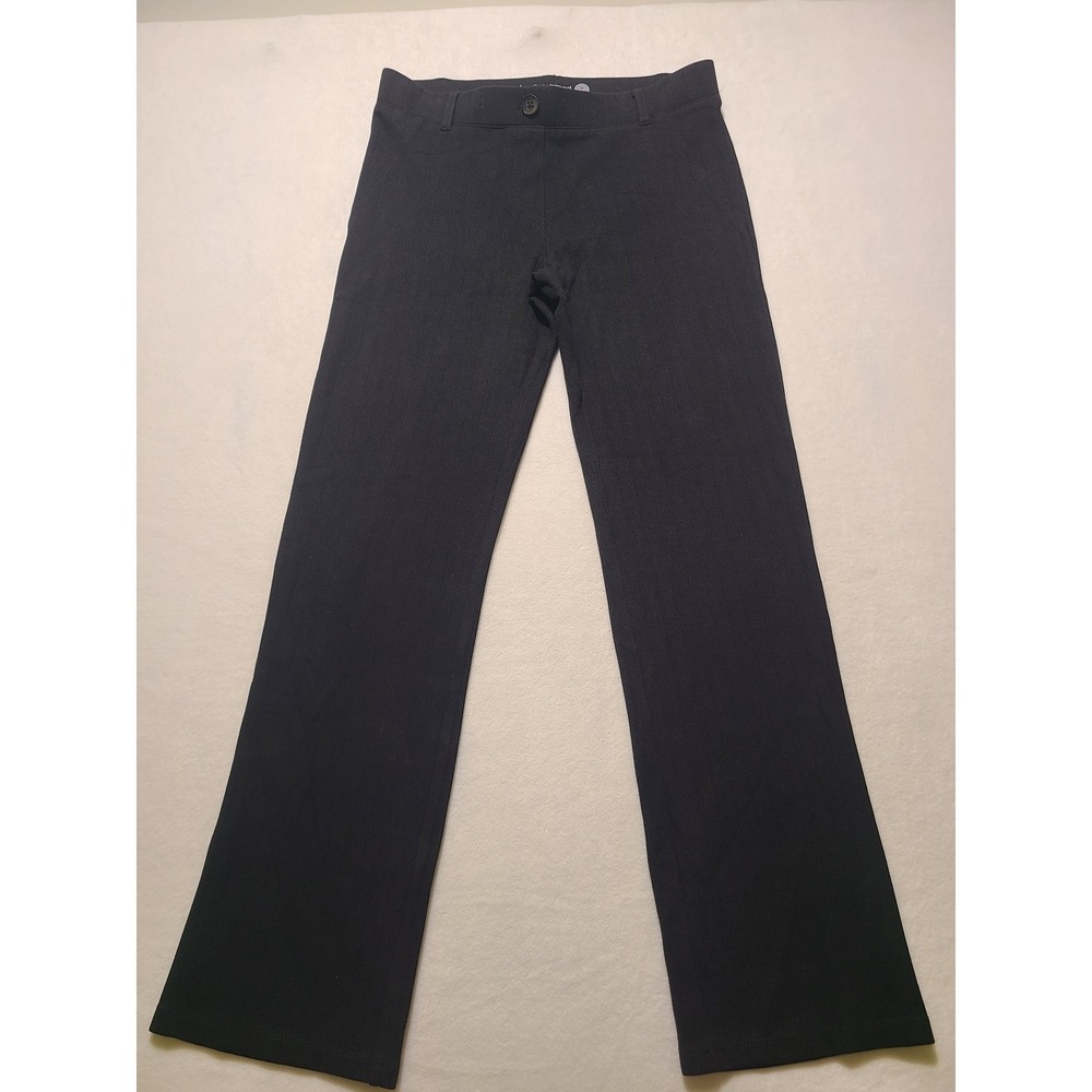 Betabrand M Petite Dress Pant Yoga Pant Work Office Black Pinstripe Straight Leg